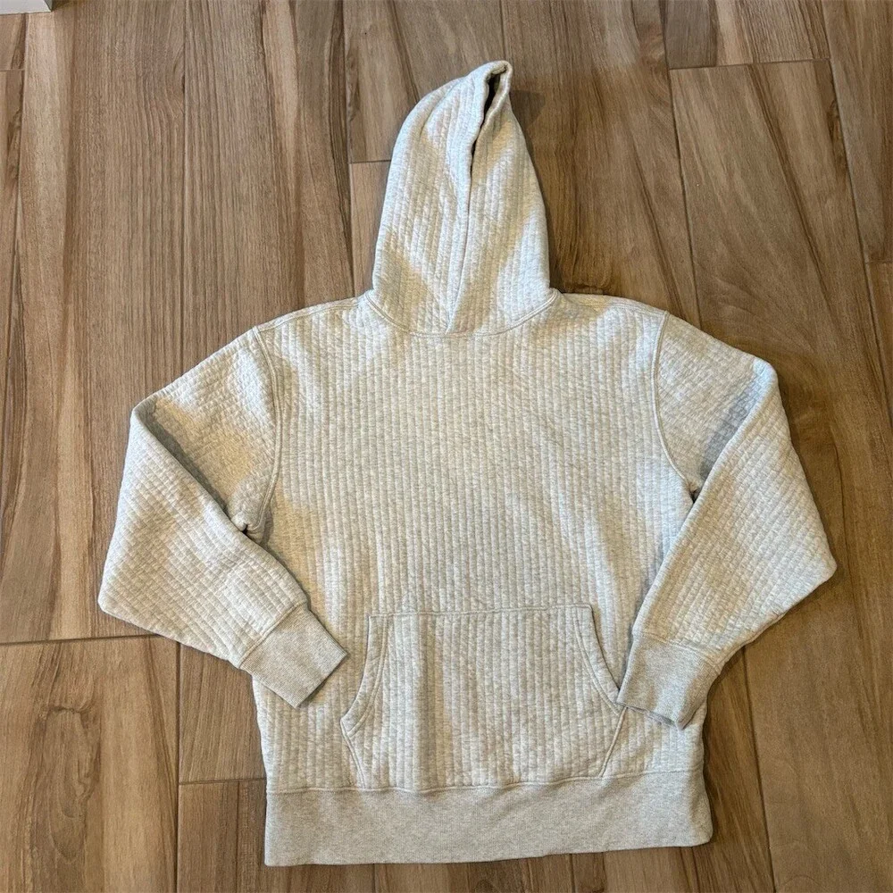Old Navy Hoodie Mens Size L Heather Oatmeal Waffle Knit Pullover
